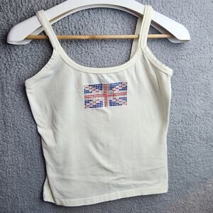 xhilaration Tank Top Union Jack English Flag White Stretch Size Small